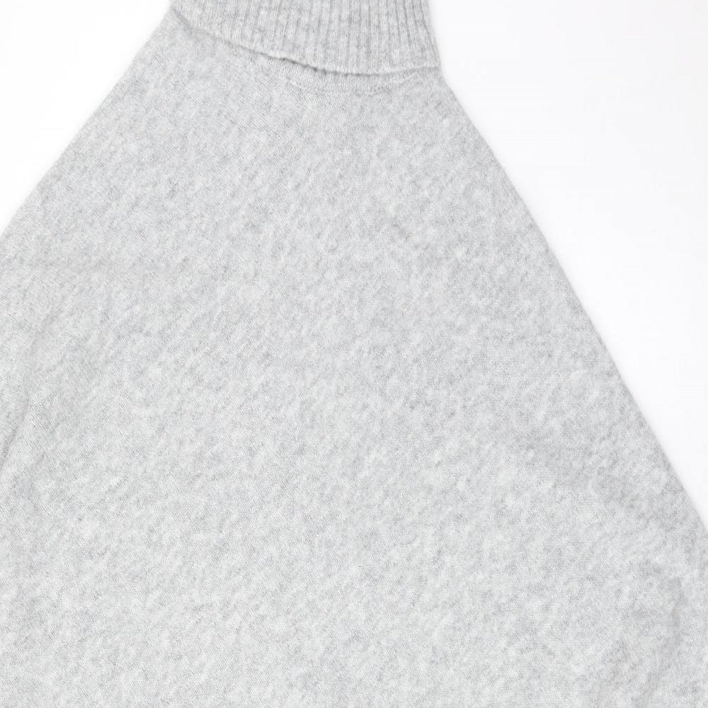 Marks and Spencer Womens Grey Roll Neck Polyester Pullover Jumper One Size - Poncho