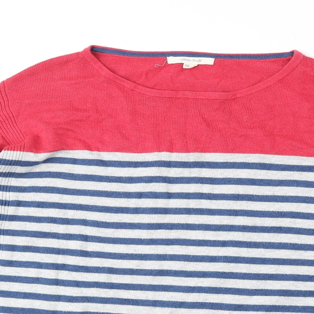 White Stuff Womens Blue Round Neck Striped Cotton Pullover Jumper Size 10