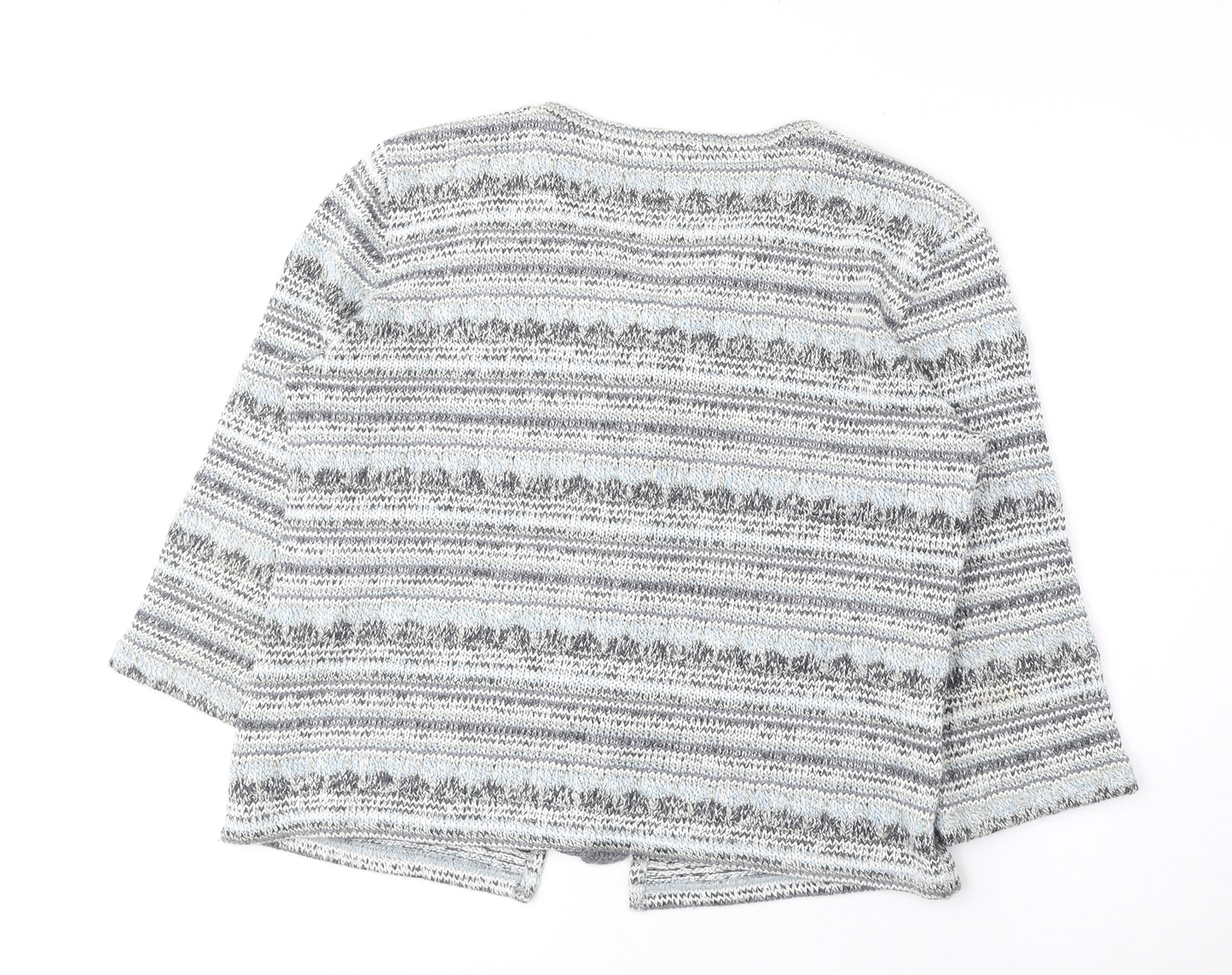 Marks and Spencer Womens Grey V-Neck Geometric Acrylic Cardigan Jumper Size L