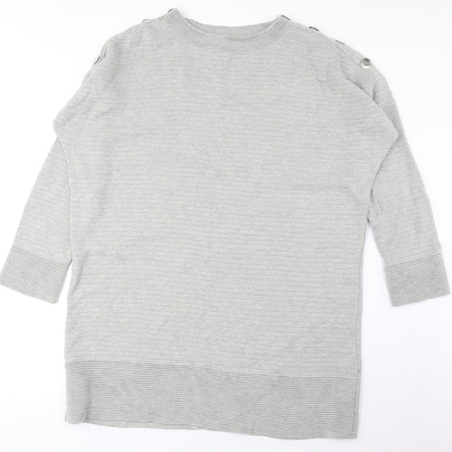 Wallis Womens Grey Round Neck Acrylic Pullover Jumper Size L
