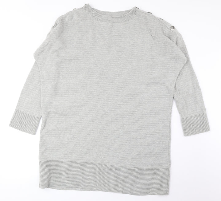 Wallis Womens Grey Round Neck Acrylic Pullover Jumper Size L
