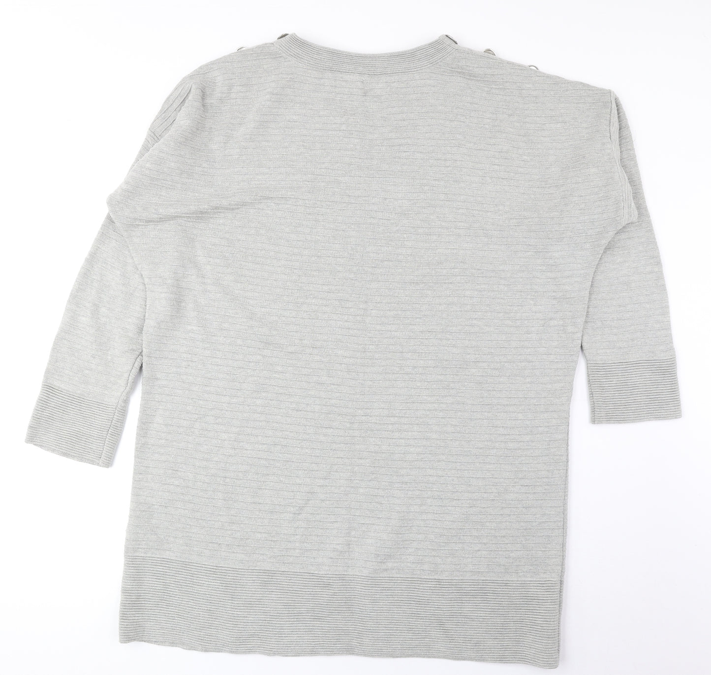 Wallis Womens Grey Round Neck Acrylic Pullover Jumper Size L
