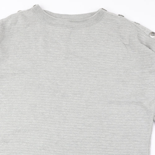 Wallis Womens Grey Round Neck Acrylic Pullover Jumper Size L