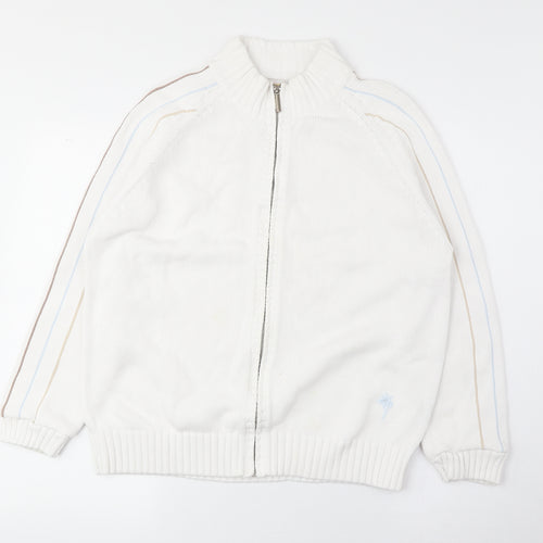 Alice Callini Womens White High Neck Acrylic Full Zip Jumper Size 16