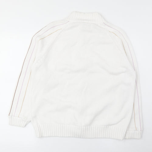 Alice Callini Womens White High Neck Acrylic Full Zip Jumper Size 16
