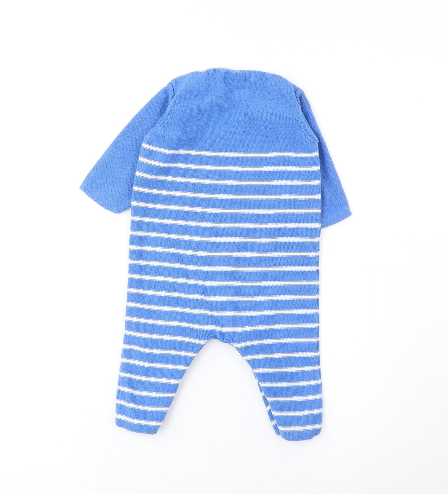 NEXT Baby Blue Striped Cotton Babygrow One-Piece Size 6-9 Months Button