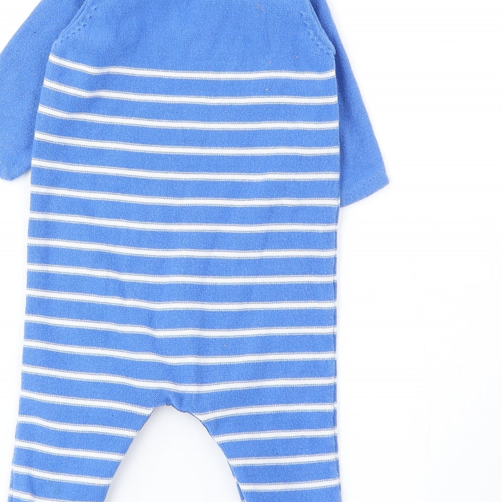 NEXT Baby Blue Striped Cotton Babygrow One-Piece Size 6-9 Months Button