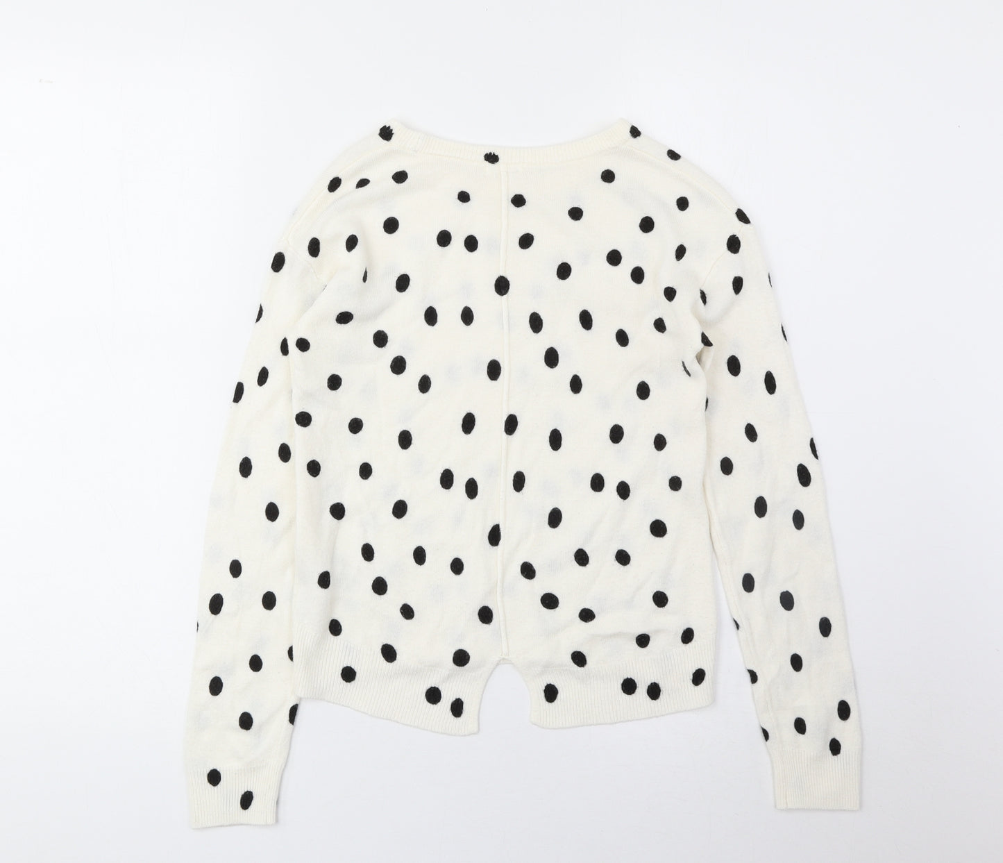 NEXT Womens White Scoop Neck Polka Dot Acrylic Pullover Jumper Size 8