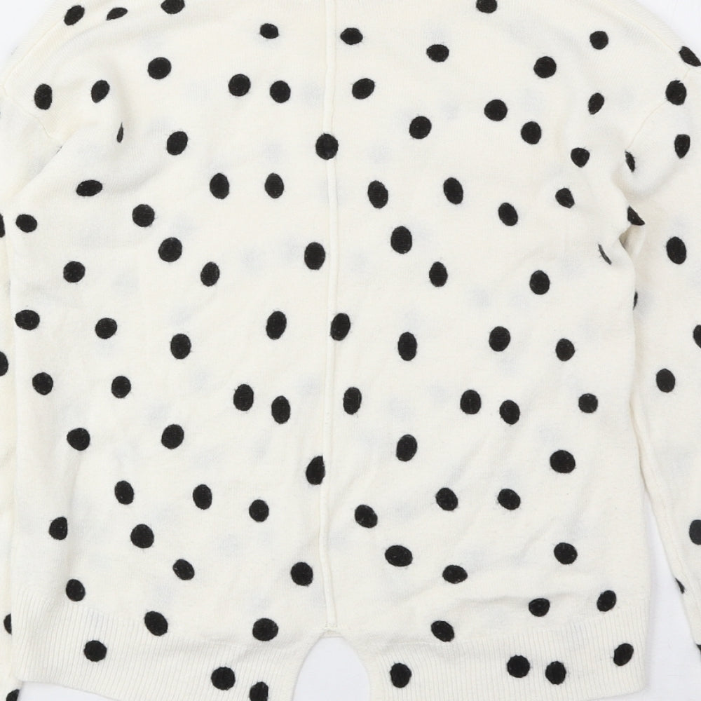 NEXT Womens White Scoop Neck Polka Dot Acrylic Pullover Jumper Size 8
