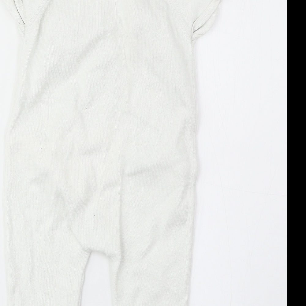 TU Girls White Cotton Babygrow One-Piece Size 3-6 Months Button - Floral Detail