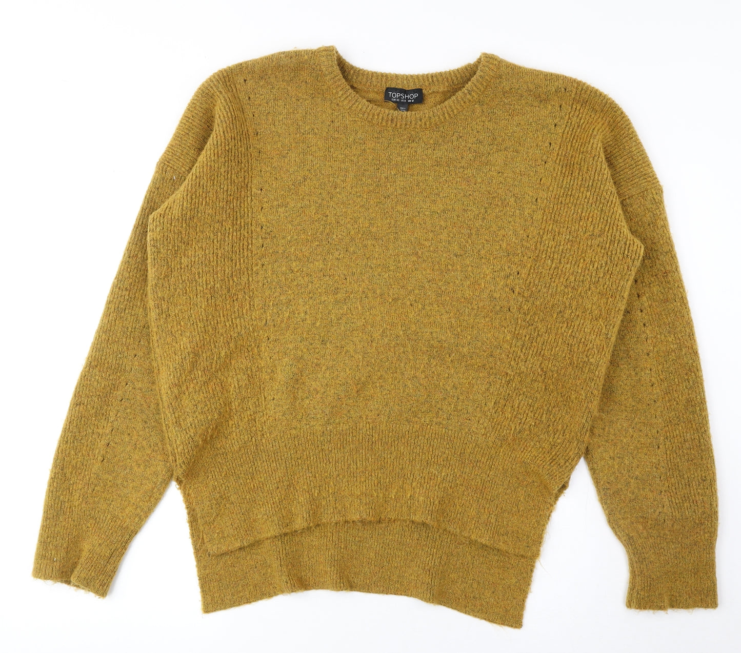 Topshop Womens Yellow Round Neck Acrylic Pullover Jumper Size 12