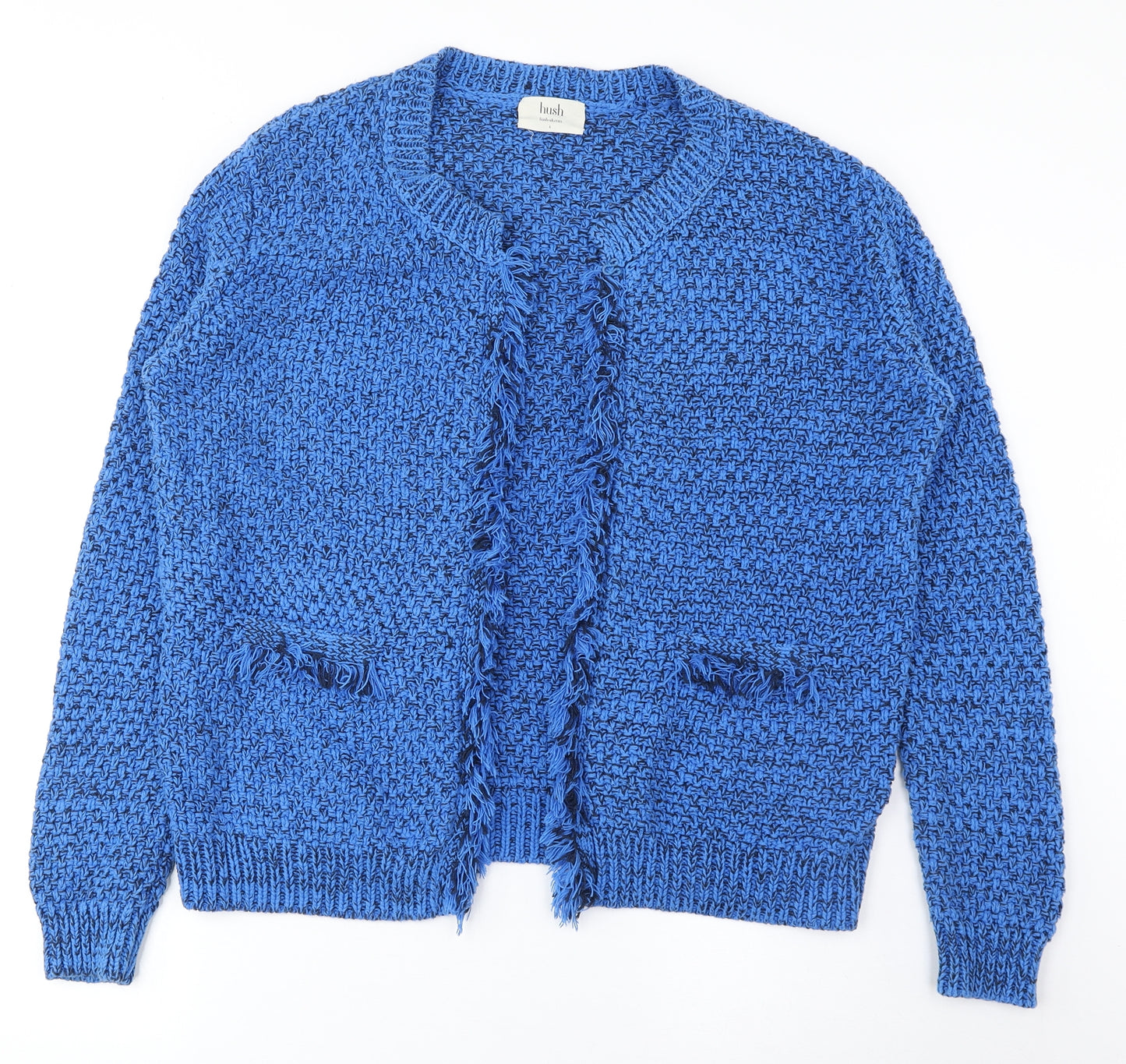 Hush Womens Blue V-Neck Acrylic Cardigan Jumper Size L