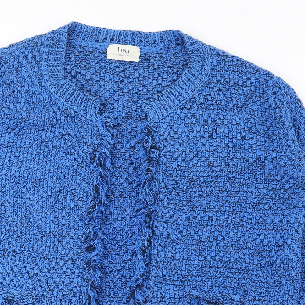 Hush Womens Blue V-Neck Acrylic Cardigan Jumper Size L