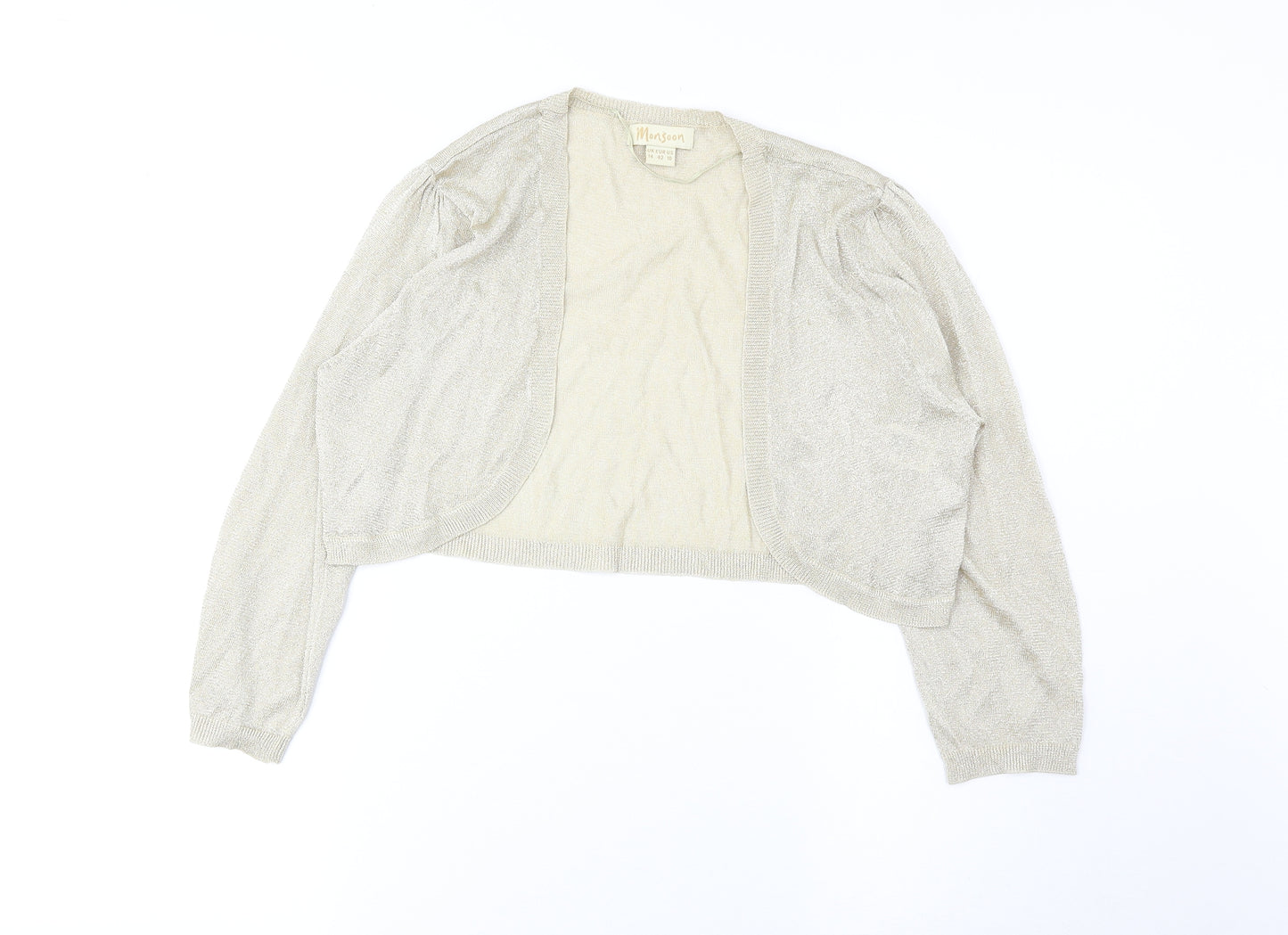 Monsoon Womens Gold V-Neck Viscose Cardigan Jumper Size 14