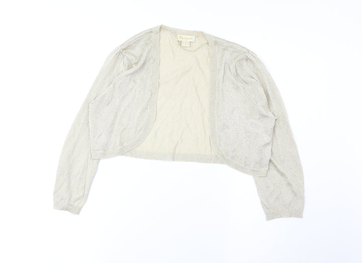 Monsoon Womens Gold V-Neck Viscose Cardigan Jumper Size 14