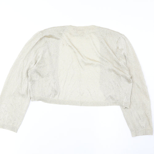 Monsoon Womens Gold V-Neck Viscose Cardigan Jumper Size 14