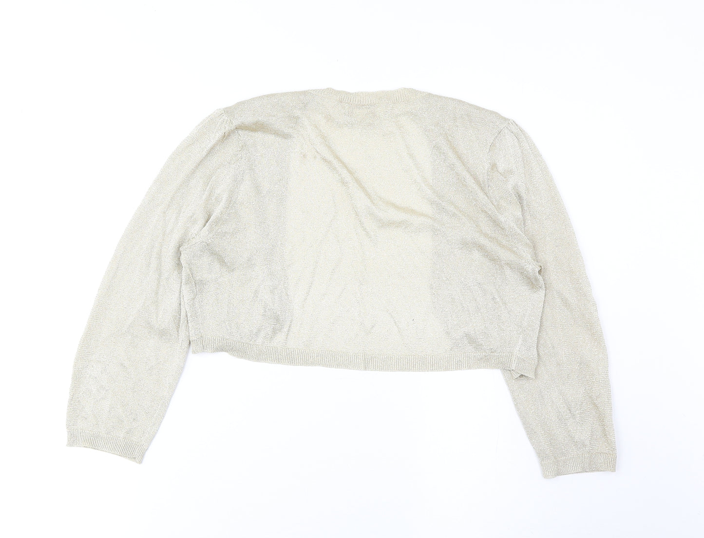Monsoon Womens Gold V-Neck Viscose Cardigan Jumper Size 14