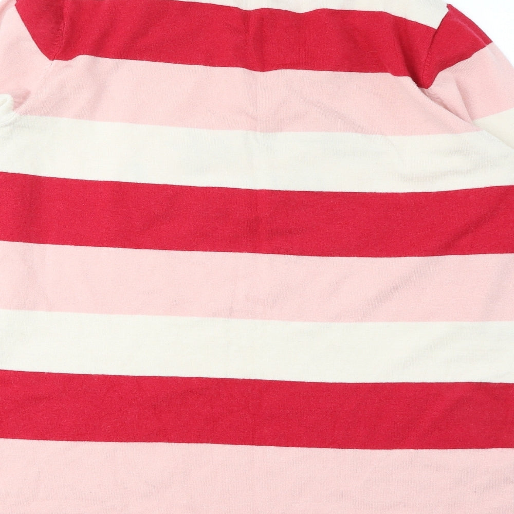 NEXT Womens Red Round Neck Striped Viscose Pullover Jumper Size 10 - One of a Kind