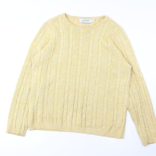 Amy Moore Womens Yellow Round Neck Cotton Pullover Jumper Size 14