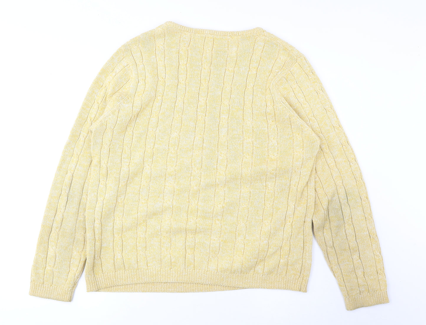 Amy Moore Womens Yellow Round Neck Cotton Pullover Jumper Size 14