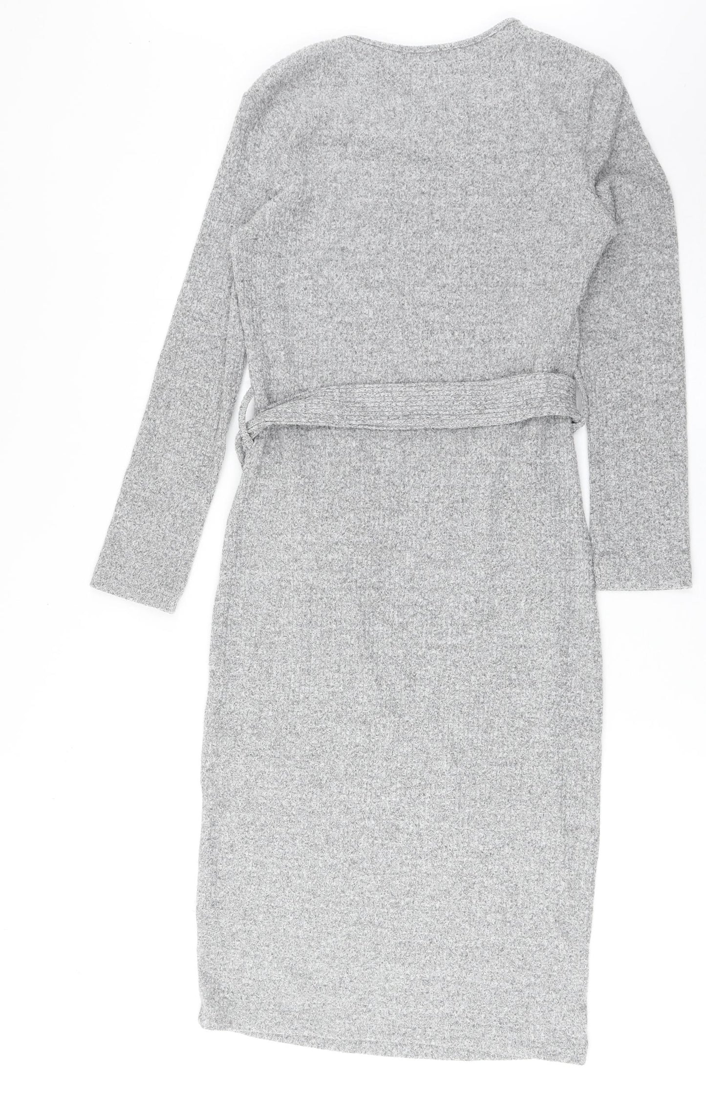 Miss Selfridge Womens Grey Polyester Jumper Dress Size 10 Square Neck Pullover