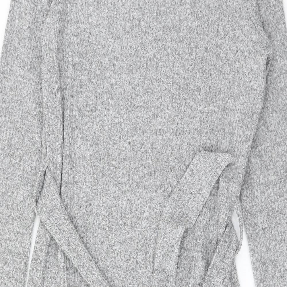 Miss Selfridge Womens Grey Polyester Jumper Dress Size 10 Square Neck Pullover