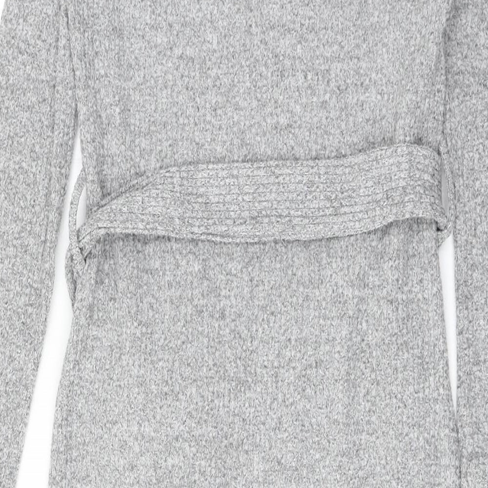 Miss Selfridge Womens Grey Polyester Jumper Dress Size 10 Square Neck Pullover