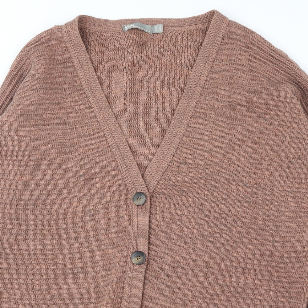 ASOS Womens Pink V-Neck Acrylic Cardigan Jumper Size 8