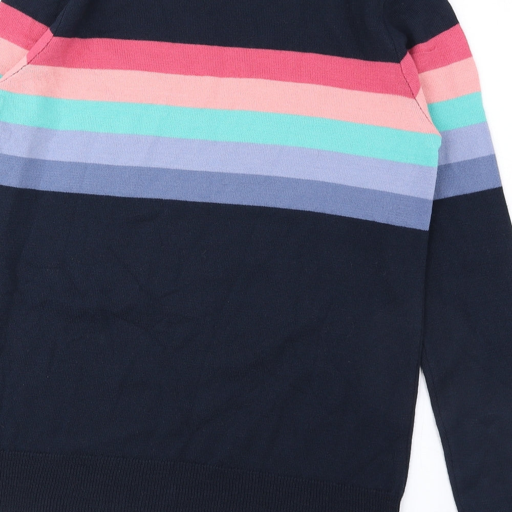 Matalan Womens Blue Roll Neck Striped Acrylic Pullover Jumper Size S - Star