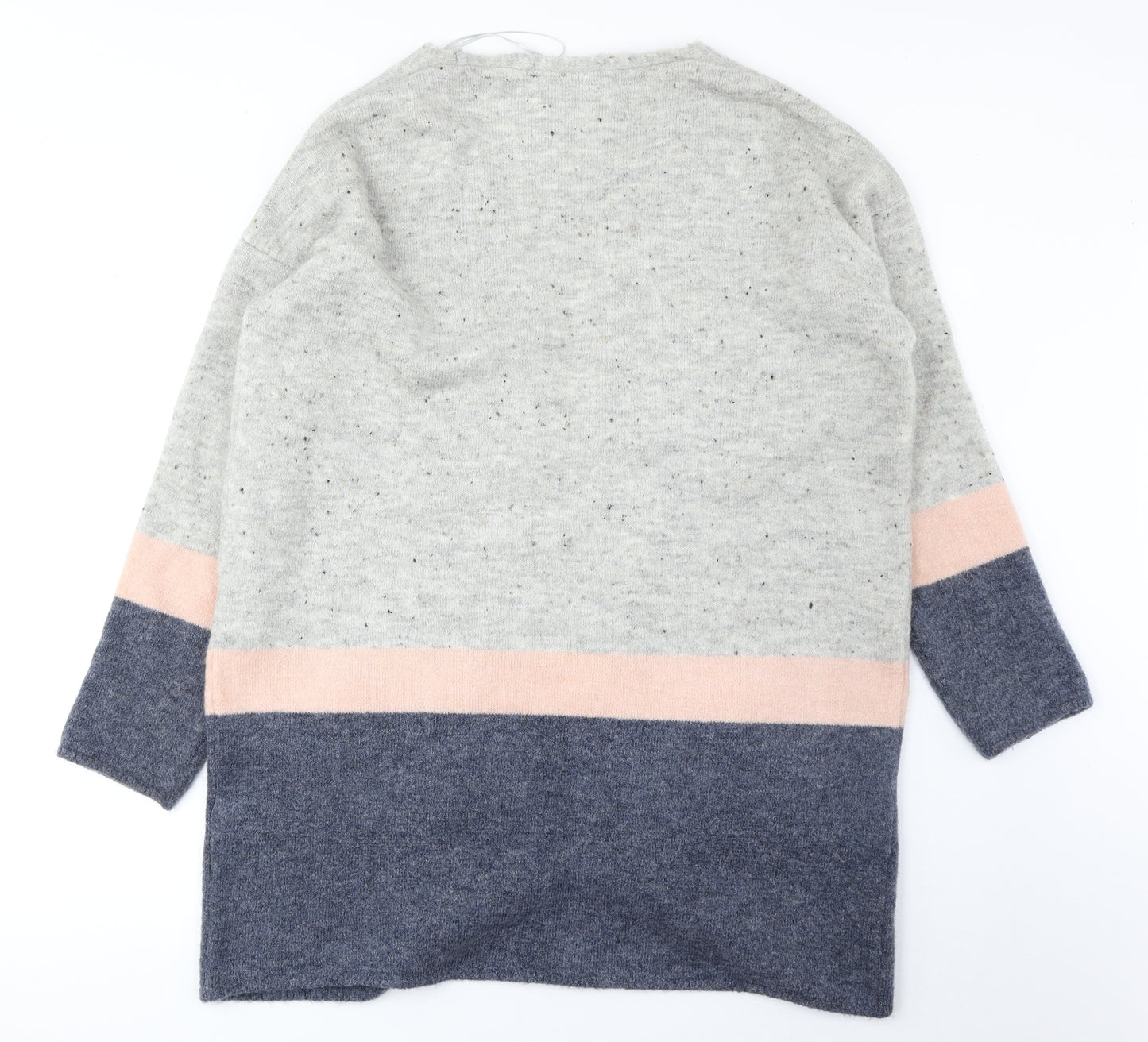 George Womens Grey V-Neck Acrylic Cardigan Jumper Size M - Colourblock
