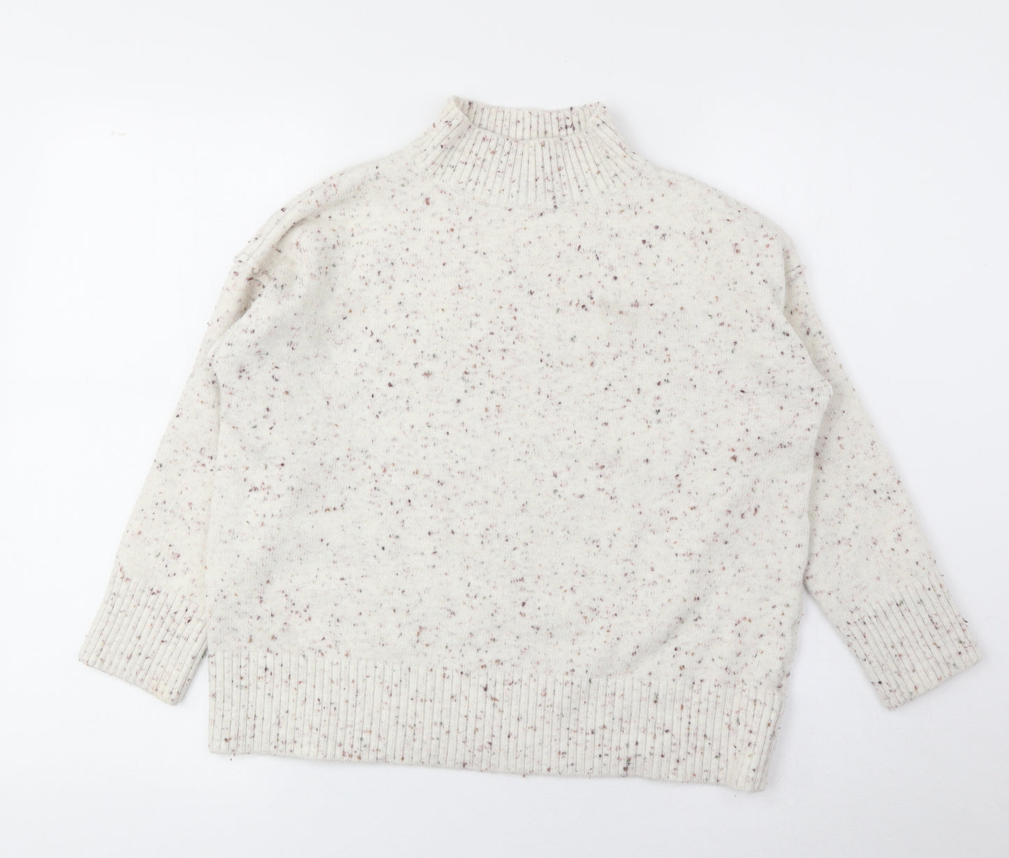 Primark Womens White High Neck Acrylic Pullover Jumper Size L