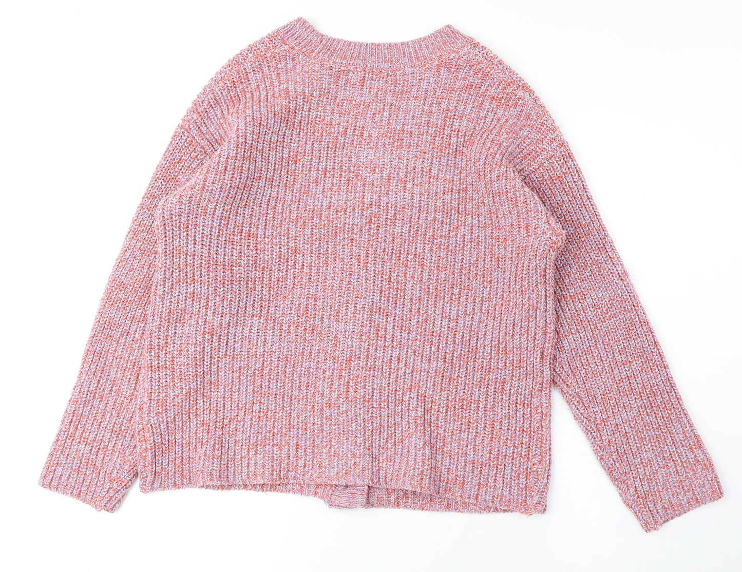 Zara Girls Pink V-Neck Geometric Acrylic Cardigan Jumper Size 13-14 Years Button