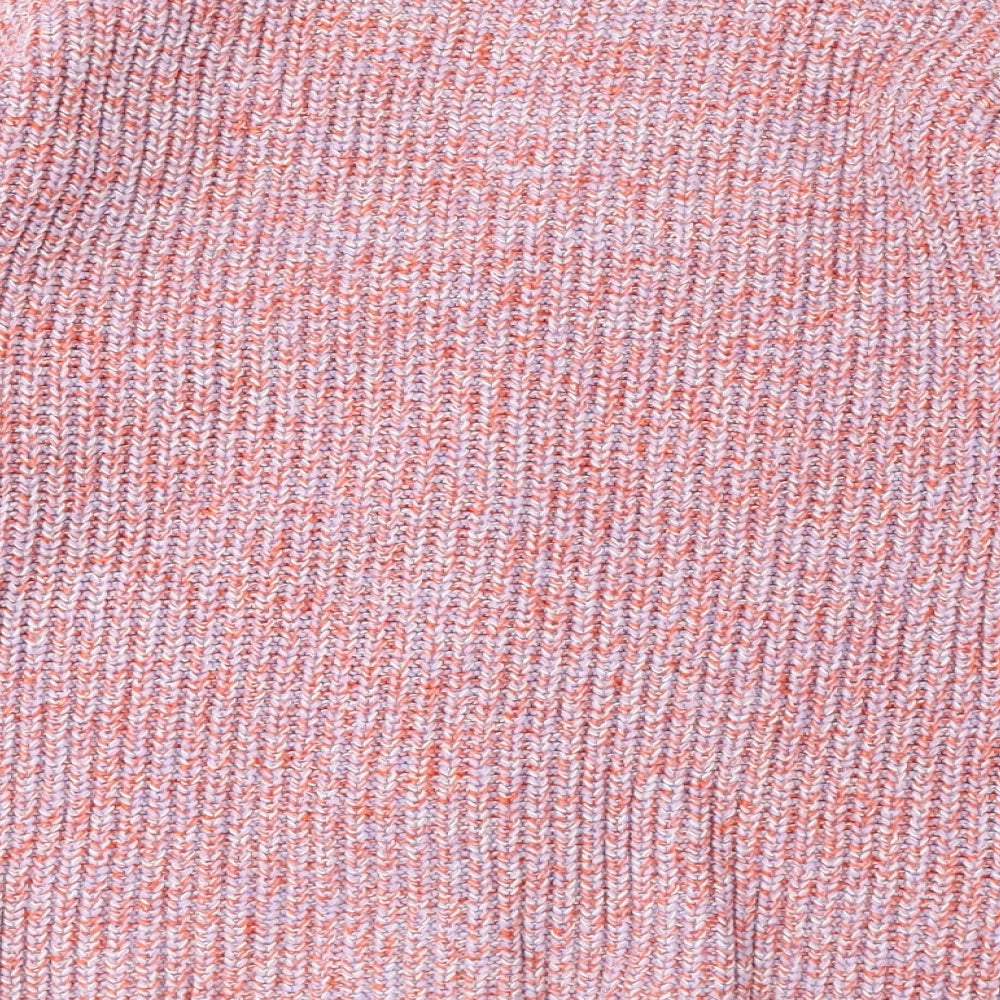 Zara Girls Pink V-Neck Geometric Acrylic Cardigan Jumper Size 13-14 Years Button