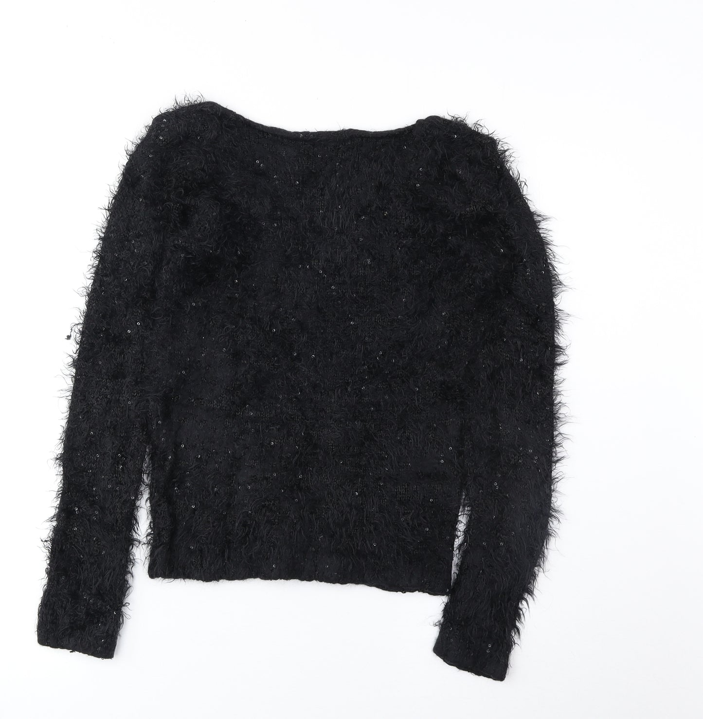 Katsum Womens Black Boat Neck Polyester Pullover Jumper Size S