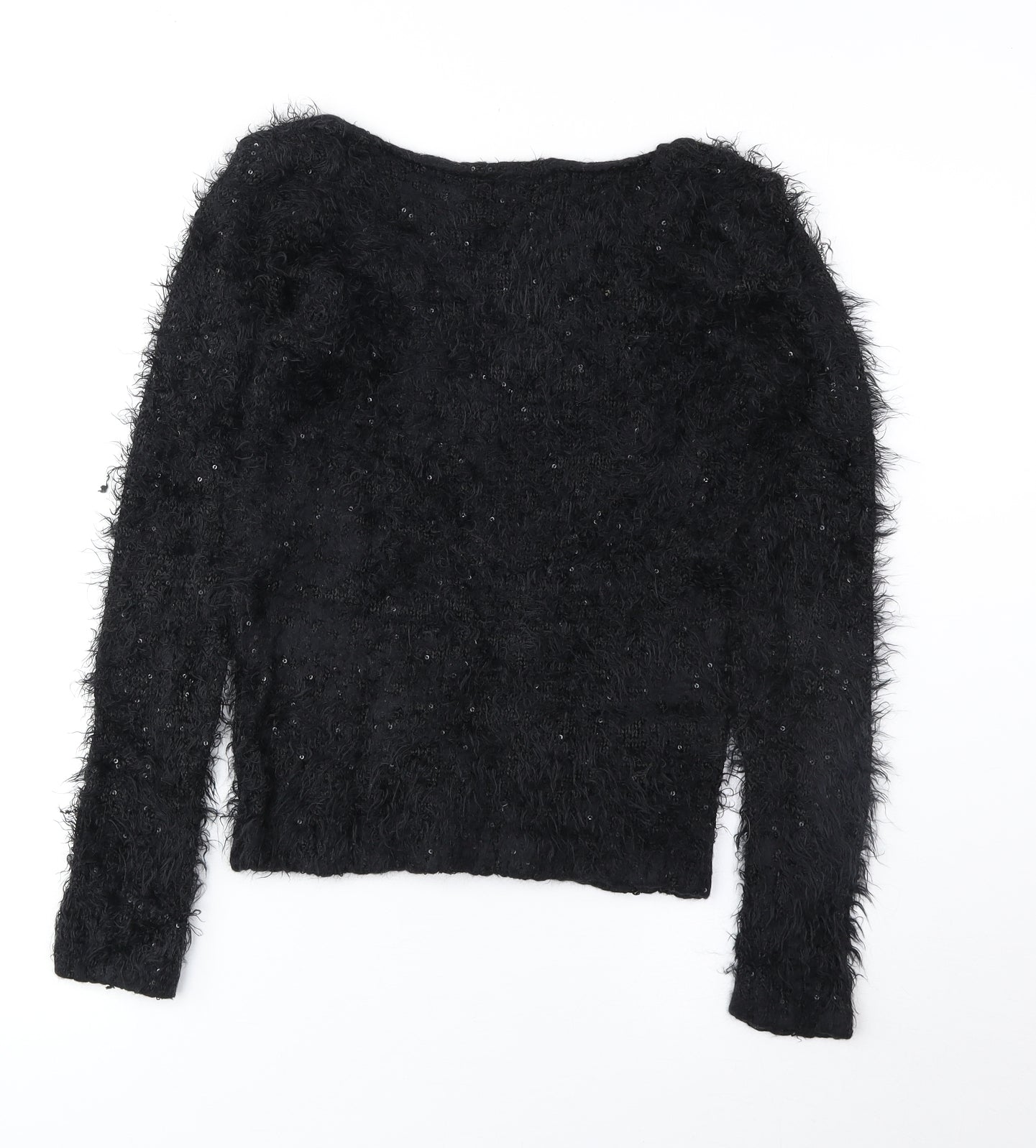 Katsum Womens Black Boat Neck Polyester Pullover Jumper Size S