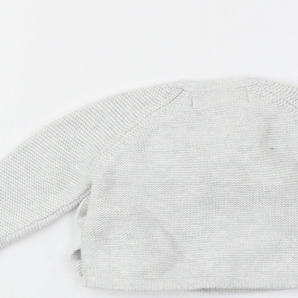Zara Girls Grey Cotton Pullover Jumper Size 3-6 Months Button