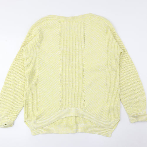 Marks and Spencer Womens Yellow Round Neck Cotton Pullover Jumper Size M