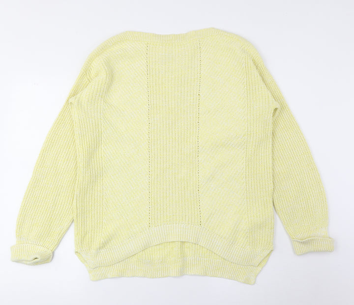 Marks and Spencer Womens Yellow Round Neck Cotton Pullover Jumper Size M