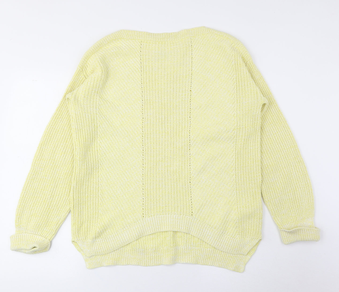 Marks and Spencer Womens Yellow Round Neck Cotton Pullover Jumper Size M