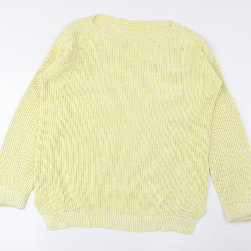 Marks and Spencer Womens Yellow Round Neck Cotton Pullover Jumper Size M
