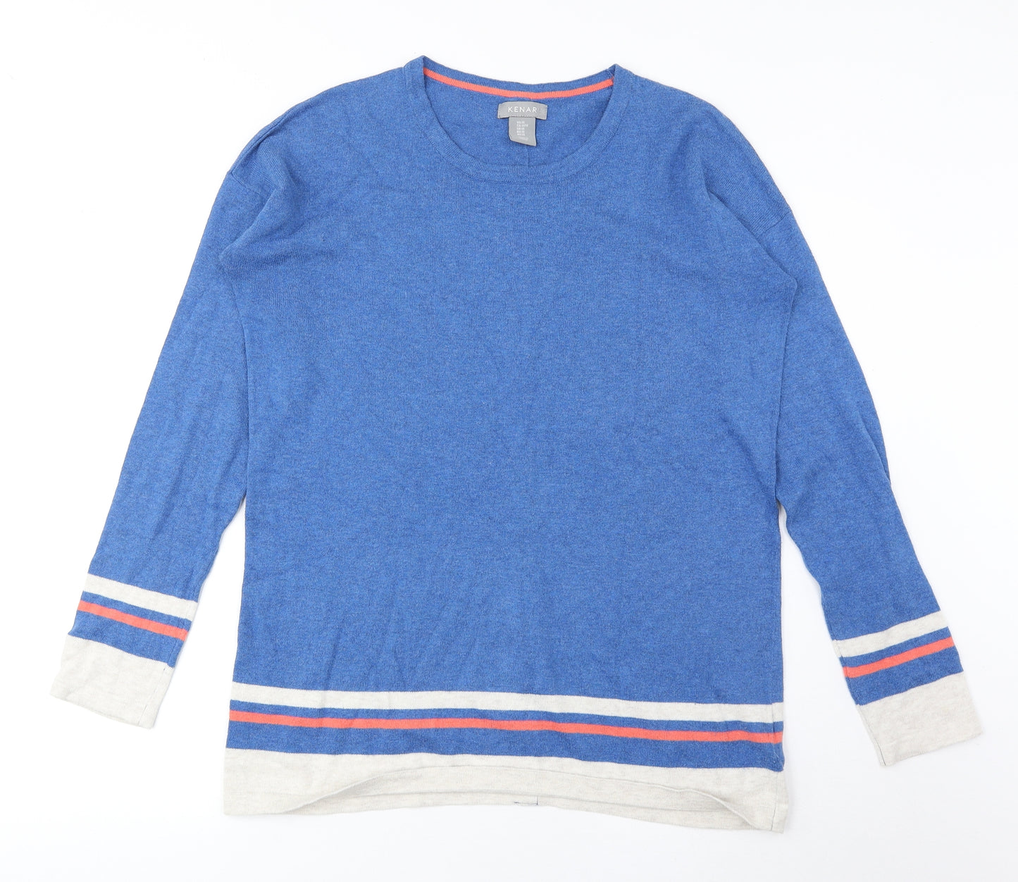 Kenar Womens Blue Round Neck Cotton Pullover Jumper Size M