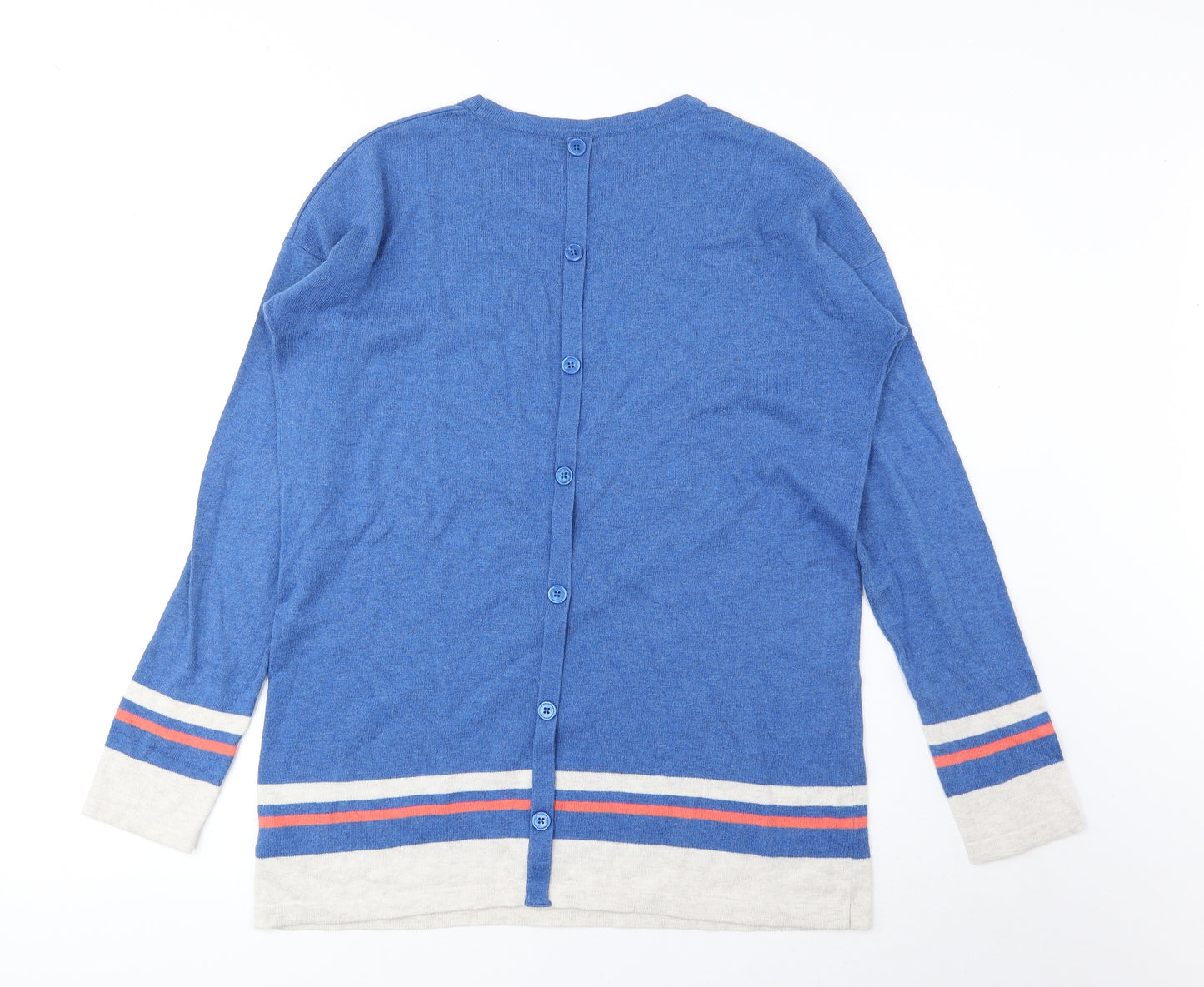 Kenar Womens Blue Round Neck Cotton Pullover Jumper Size M