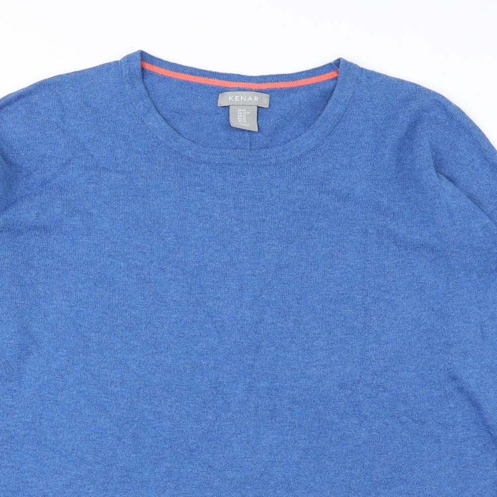 Kenar Womens Blue Round Neck Cotton Pullover Jumper Size M