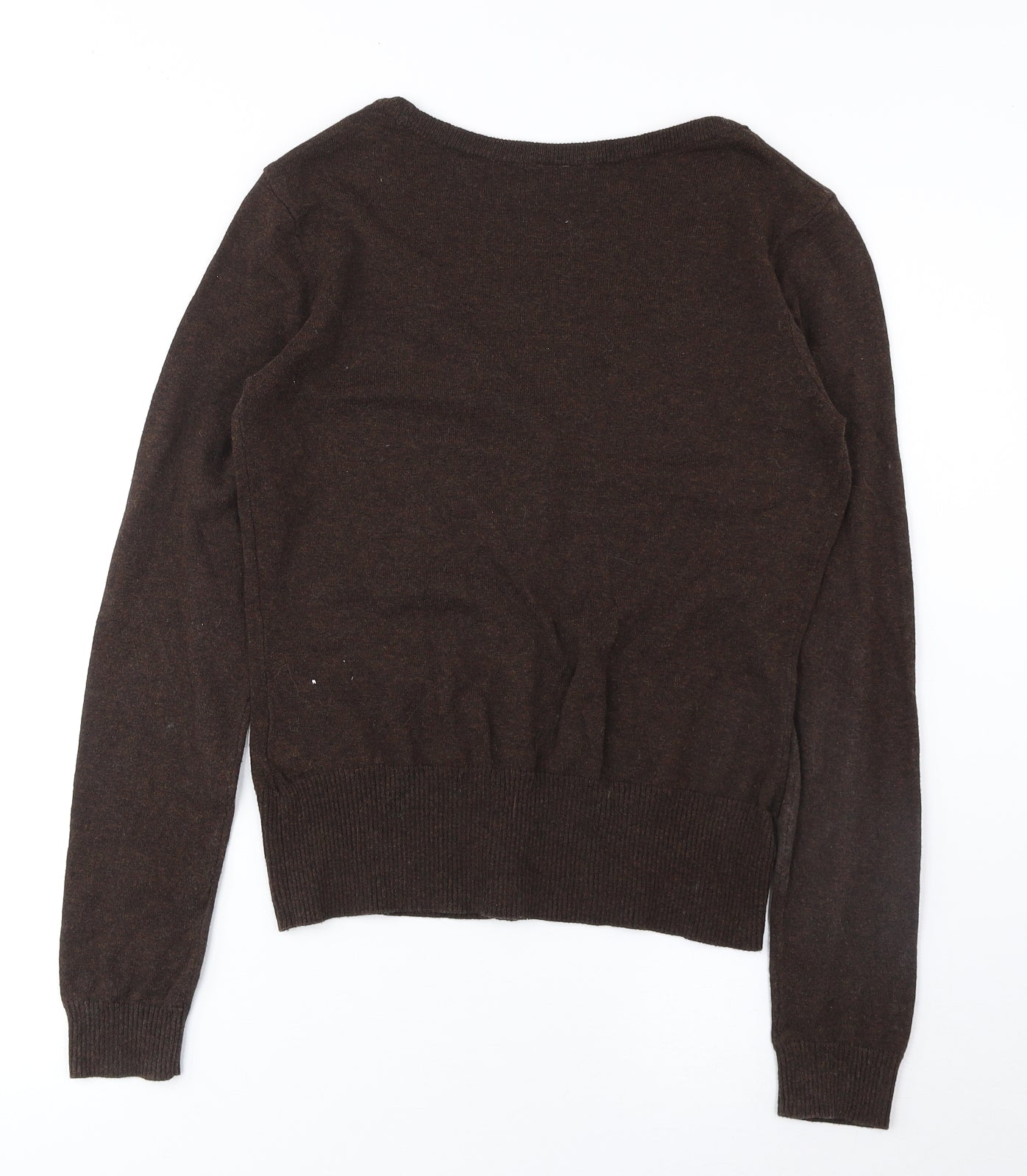 H&M Womens Brown V-Neck Cotton Cardigan Jumper Size S