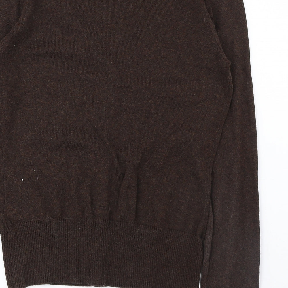 H&M Womens Brown V-Neck Cotton Cardigan Jumper Size S