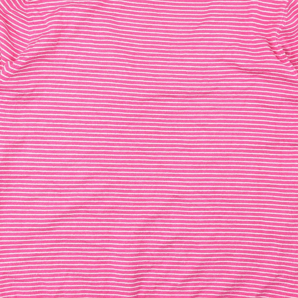 Marks and Spencer Womens Pink V-Neck Striped Viscose Pullover Jumper Size 14