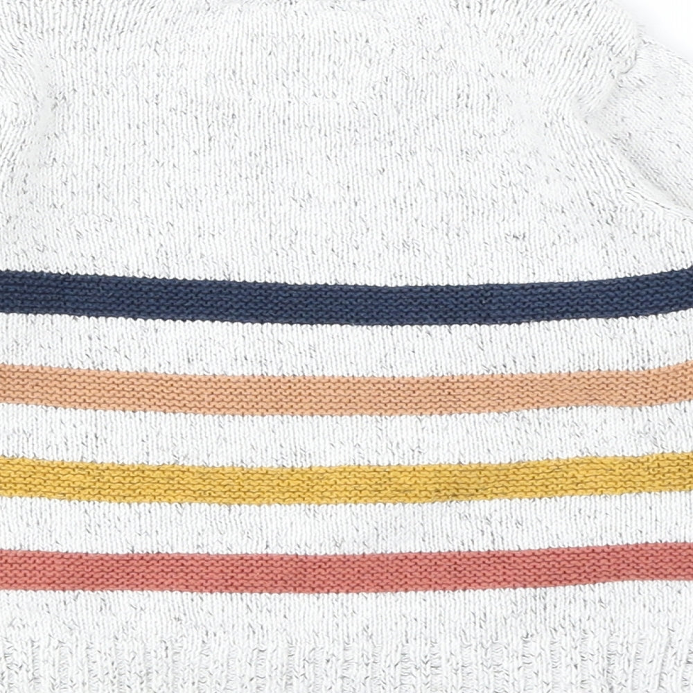 F&F Baby Grey Striped Cotton Pullover Jumper Size 9-12 Months Button - Car
