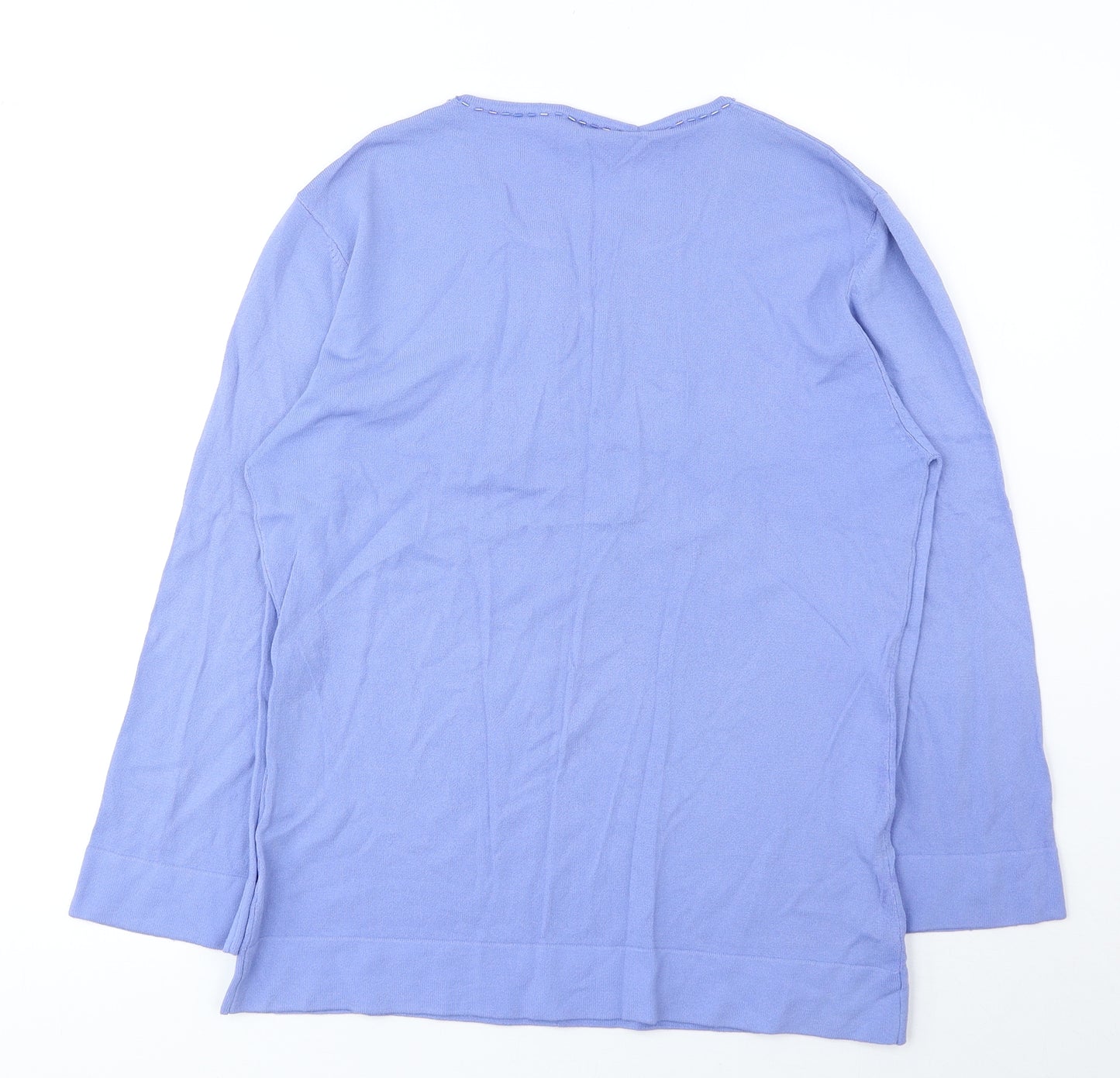 Claire Ashton Womens Blue Viscose Basic Blouse Size 14 V-Neck