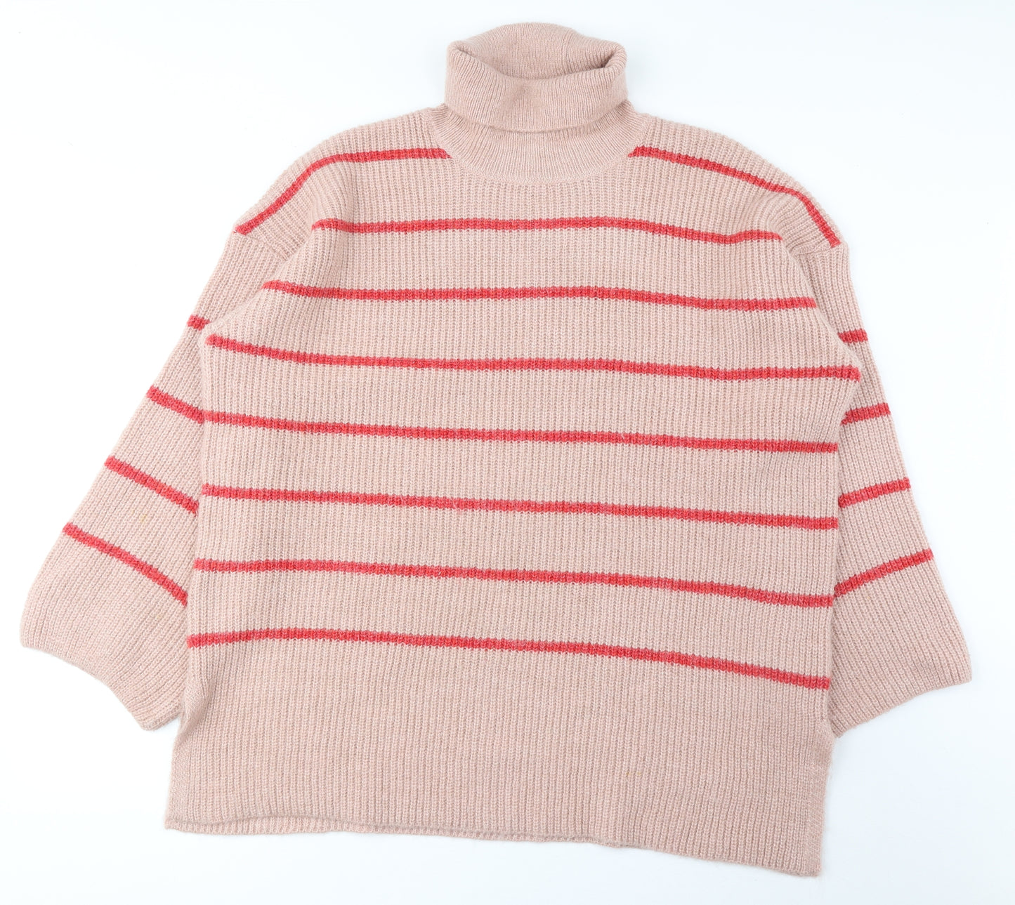 George Womens Pink Roll Neck Striped Acrylic Pullover Jumper Size L