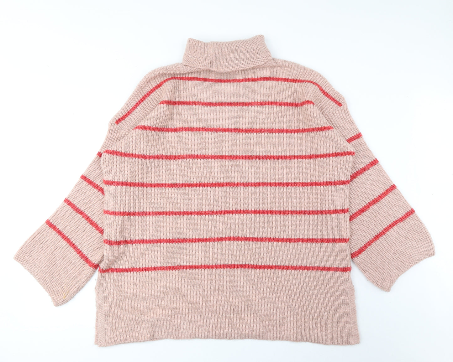 George Womens Pink Roll Neck Striped Acrylic Pullover Jumper Size L